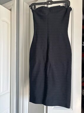 Herve Leger Strapless Black Bandage Dress